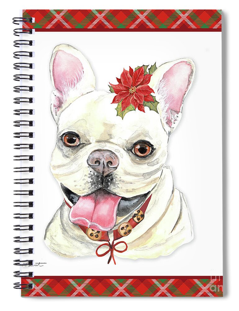 Dog Spiral Notebook featuring the painting Red Christmas Plaid with Dog G by Jean Plout