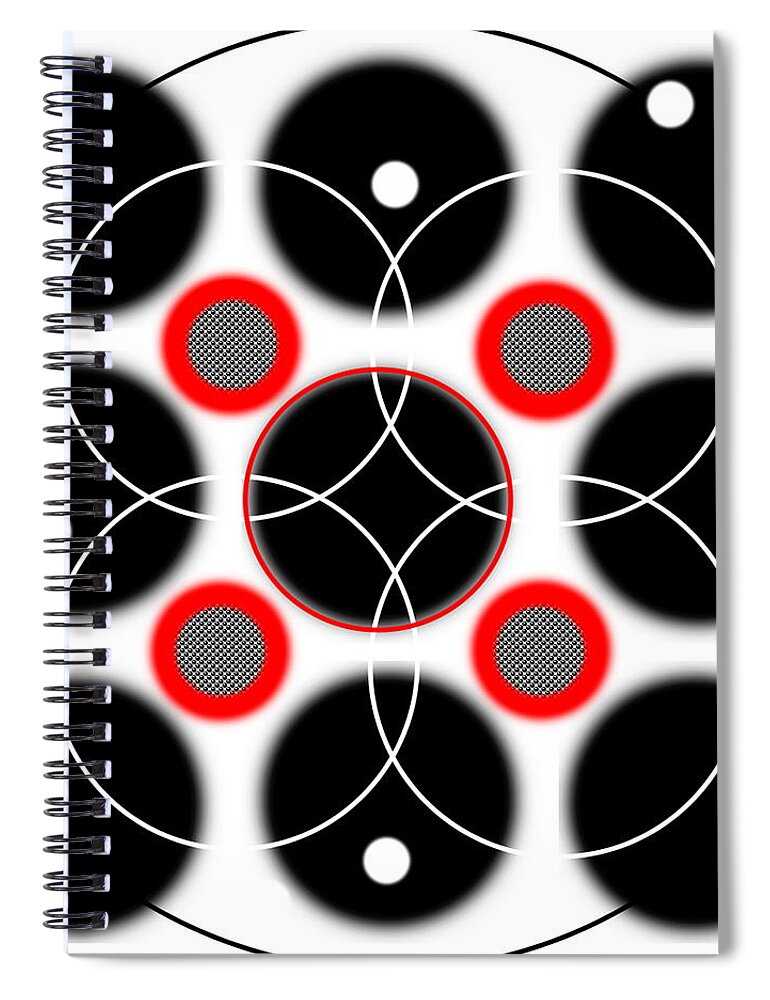 Corners Spiral Notebook featuring the digital art Red Dot District 1 by Designs By L