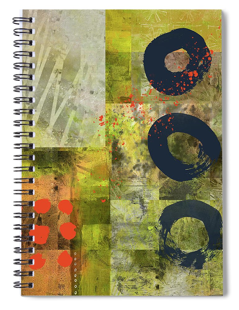 Textured Abstract Spiral Notebook featuring the painting Red Dots by Nancy Merkle