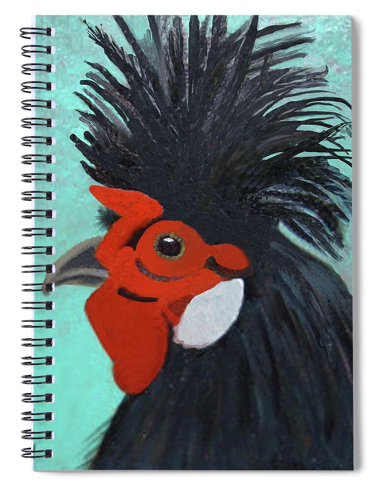 Artwork Prints Spiral Notebook featuring the painting Red Faced Rooster by Margaret Harmon