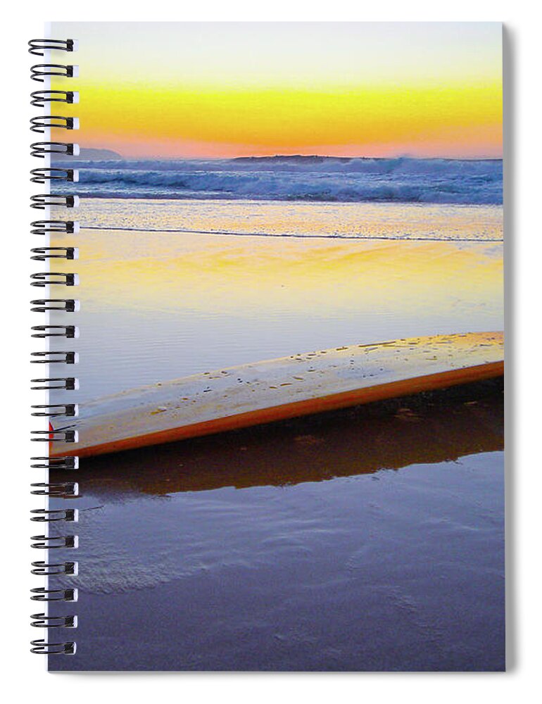 Surf Spiral Notebook featuring the photograph Red Fin Surfboard by Sean Davey