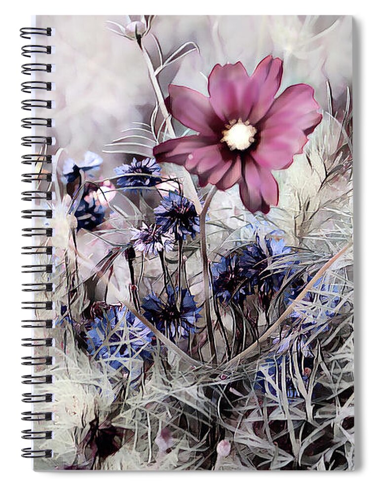 Flower Spiral Notebook featuring the painting Red Flower by Patricia Piotrak