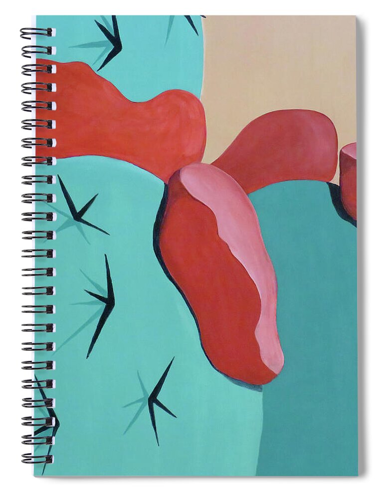 Red Spiral Notebook featuring the painting Red Flower Two by Ted Clifton