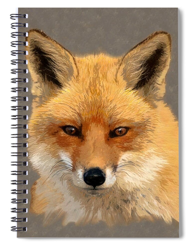 Nature Spiral Notebook featuring the mixed media Red Fox by Judy Cuddehe