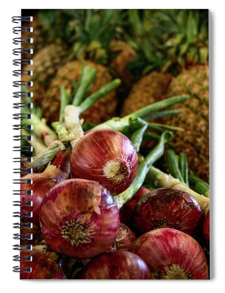 Kitchen Spiral Notebook featuring the photograph Red Onions and Pineapples by Sally Bauer