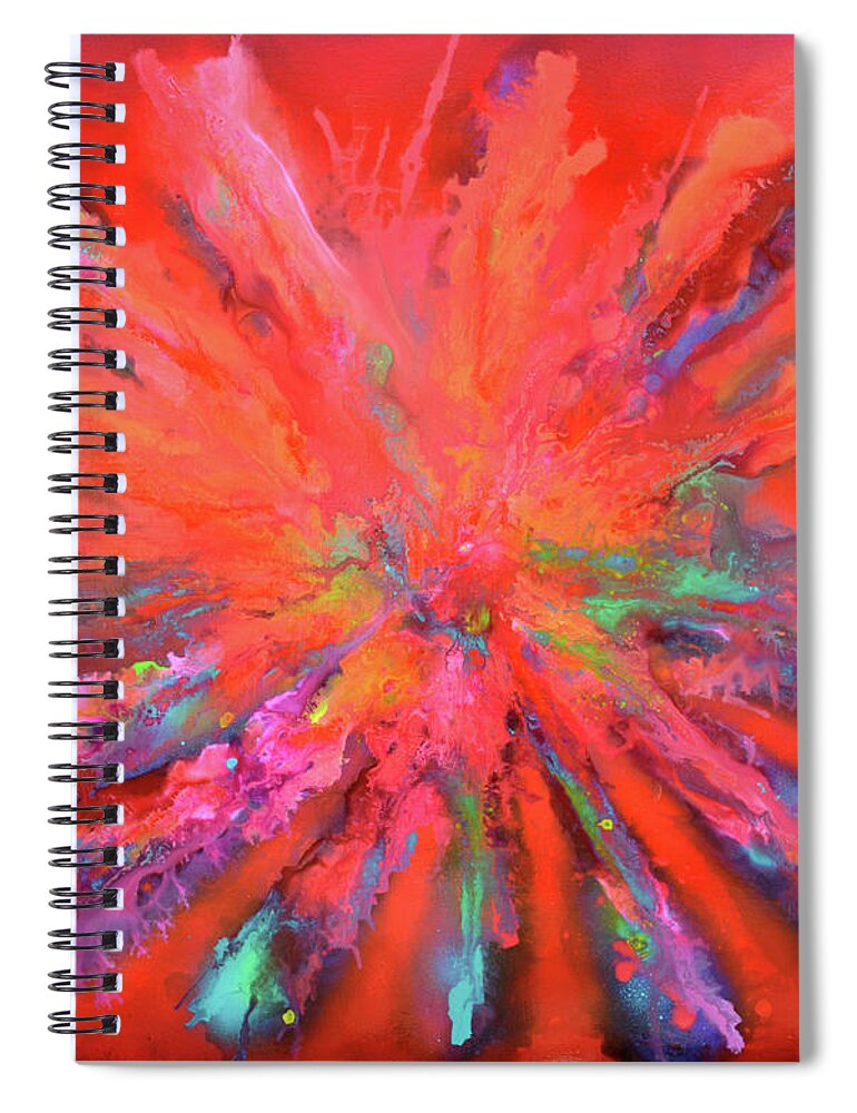 Abstract Painting Spiral Notebook featuring the painting Red Pandora, Large Abstract Painting by Tiberiu Soos