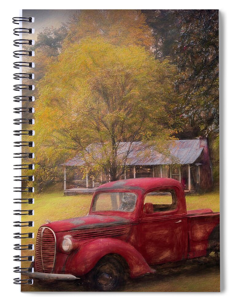 Truck Spiral Notebook featuring the photograph Red Pickup Truck at the Farm Painting by Debra and Dave Vanderlaan