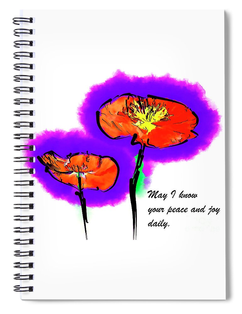 Prayer Spiral Notebook featuring the digital art Red Poppies by Kirt Tisdale