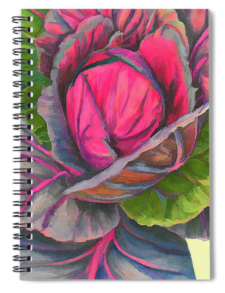 Cabbage Spiral Notebook featuring the digital art Red Red Cabbage by Cathy Anderson