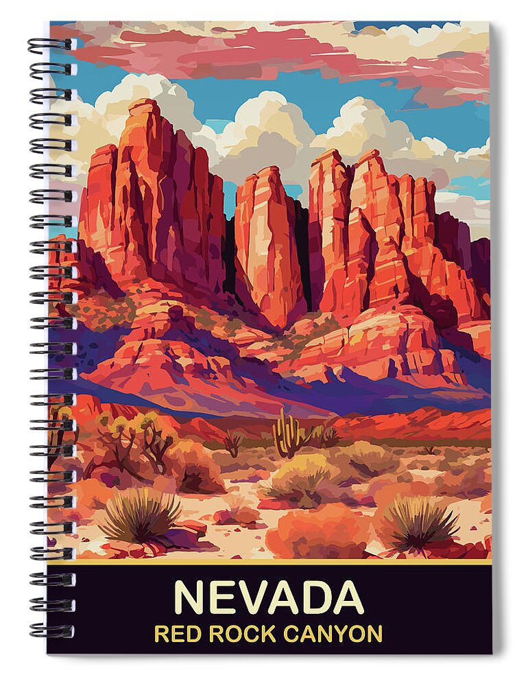 Nevada Spiral Notebook featuring the digital art Red Rock Canyon, Nevada by Long Shot