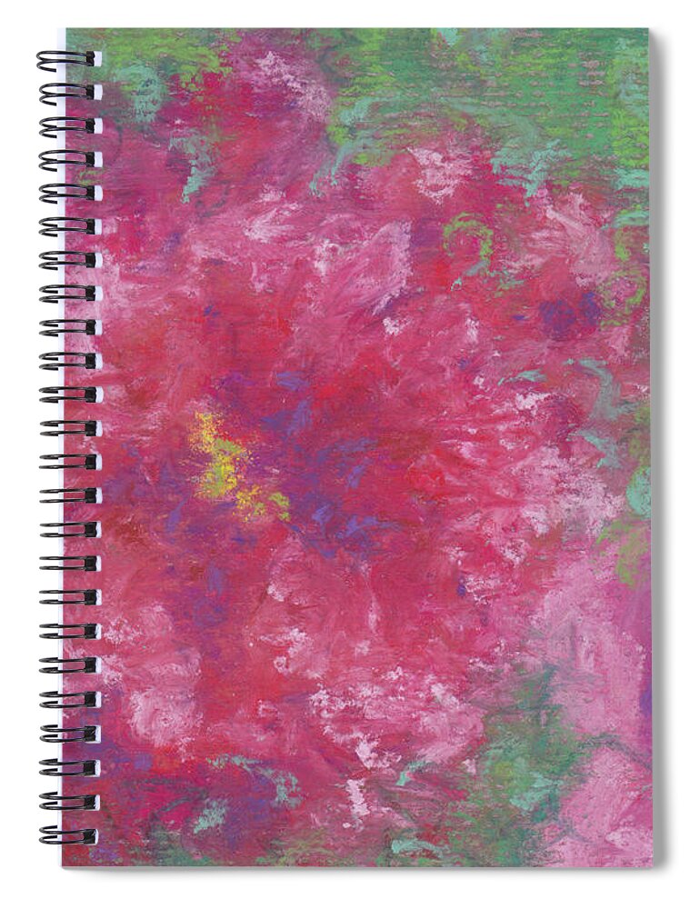 Roses Spiral Notebook featuring the pastel Red Roses at the Pond 1 by Anne Katzeff