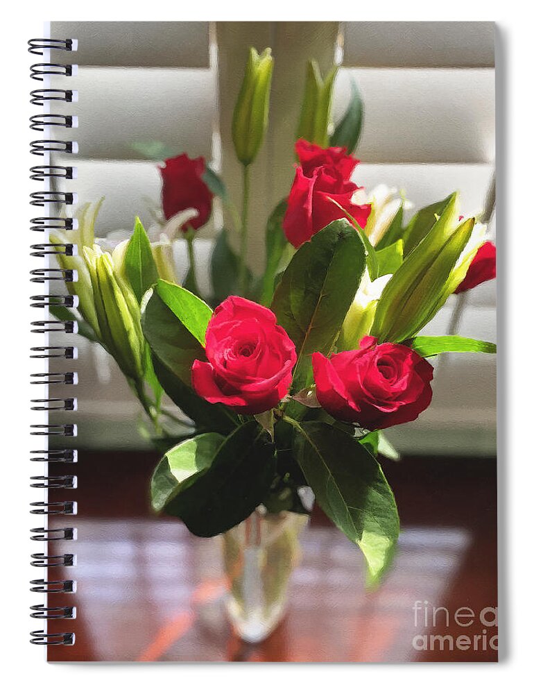 Red Roses Spiral Notebook featuring the photograph Red Roses Morning Sun by Brian Watt