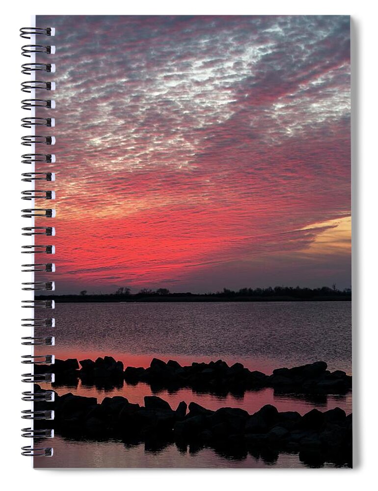 Breakwater Spiral Notebook featuring the photograph Red Sky at Night by Liza Eckardt