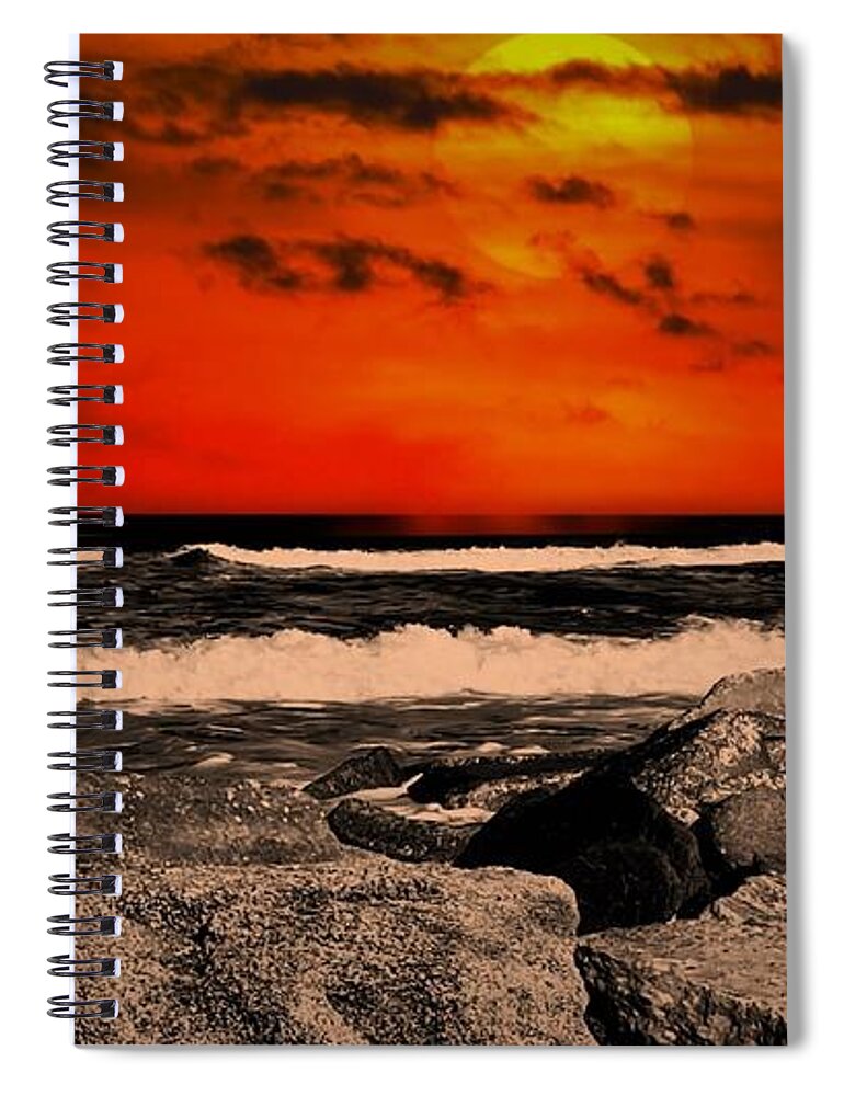 Sunset Spiral Notebook featuring the photograph Red Sky at Night Sailors Delight by John Anderson