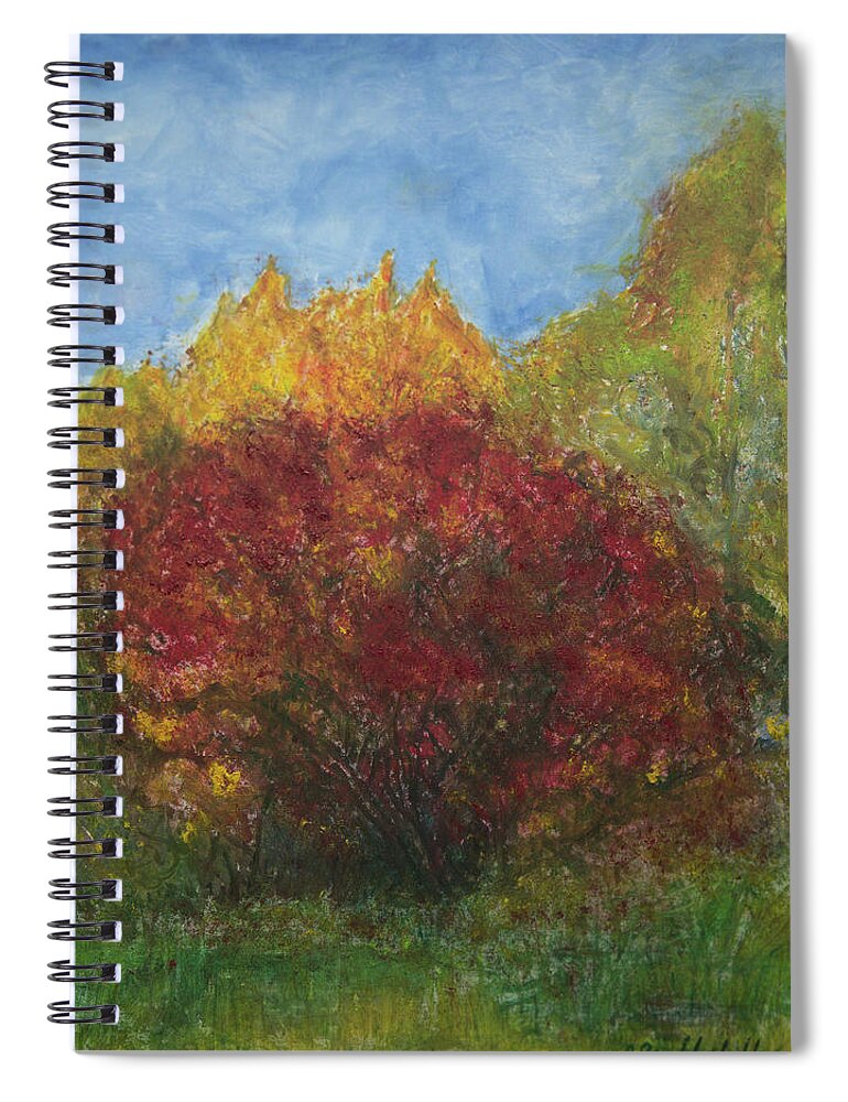 Red Tree Spiral Notebook featuring the painting Red Tree by Vibeke Moldberg