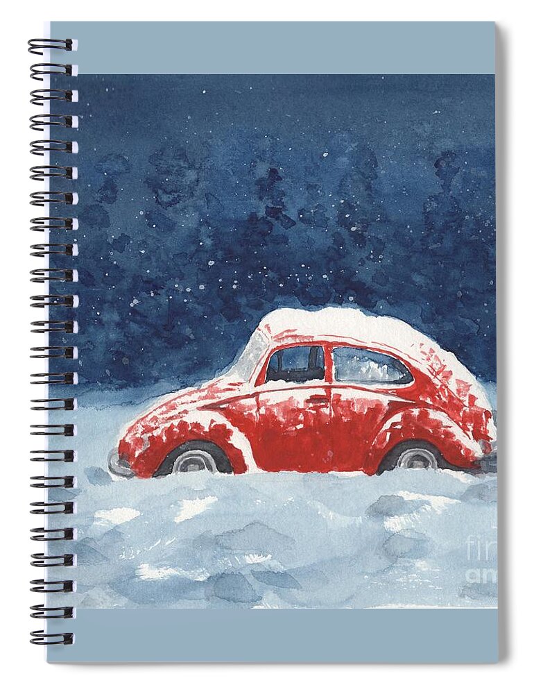 Volkswagen Spiral Notebook featuring the painting Red V-Dub by Vicki B Littell