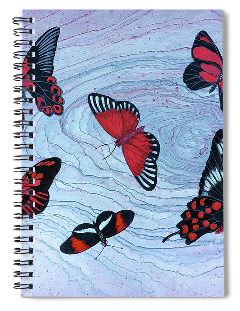 Butterflies Spiral Notebook featuring the painting Red Wings by Lucy Arnold