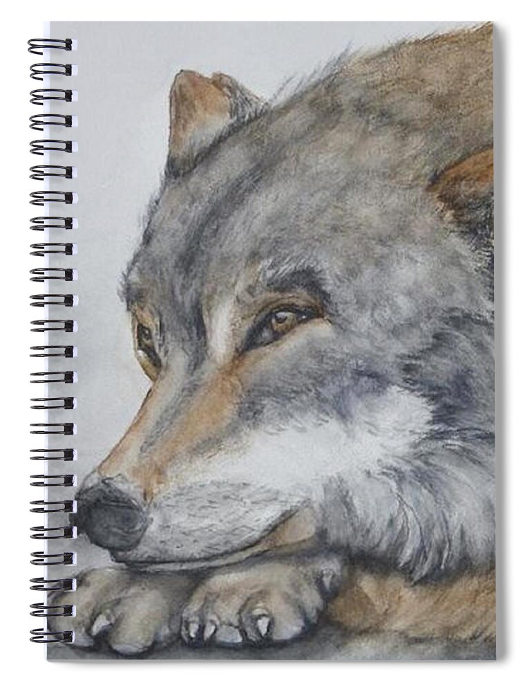 Red Wolf Spiral Notebook featuring the painting Red Wolf by Kelly Mills
