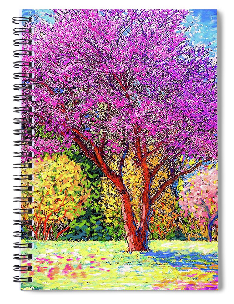 Tree Spiral Notebook featuring the painting Redbud Radiance by Jane Small