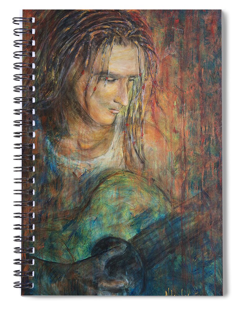 Man With Dreadlocks Spiral Notebook featuring the painting Redemption Songs by Nik Helbig