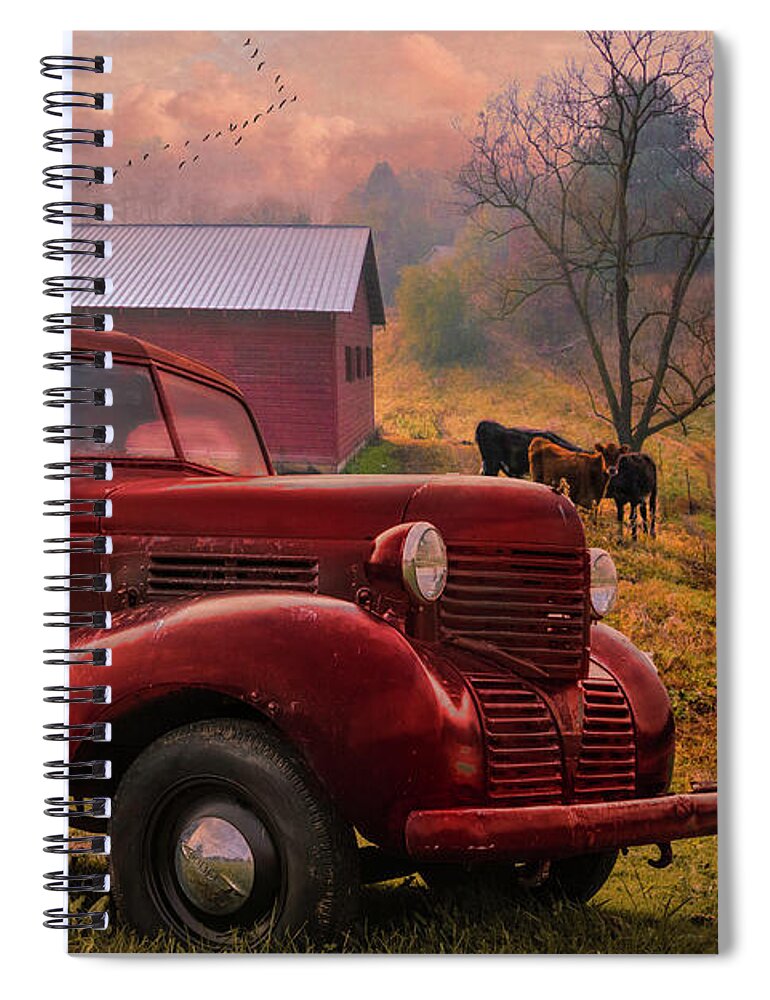 1937 Spiral Notebook featuring the photograph Reds at Sunrise by Debra and Dave Vanderlaan