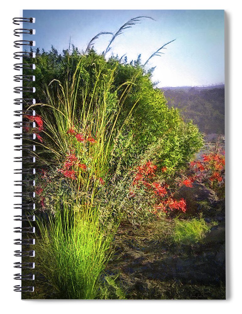 Reeds Spiral Notebook featuring the photograph Reeds and Blooms by Brian Tada