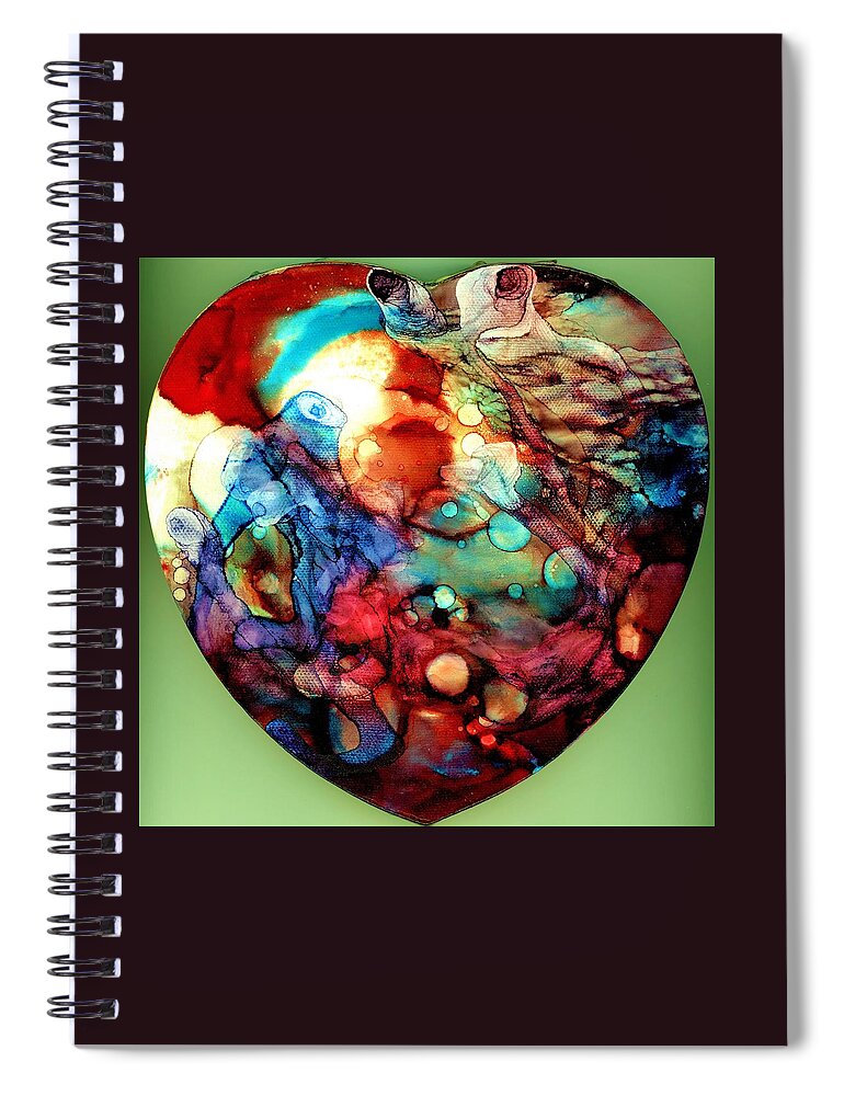 Heart Spiral Notebook featuring the painting Reef Madness by Angela Marinari