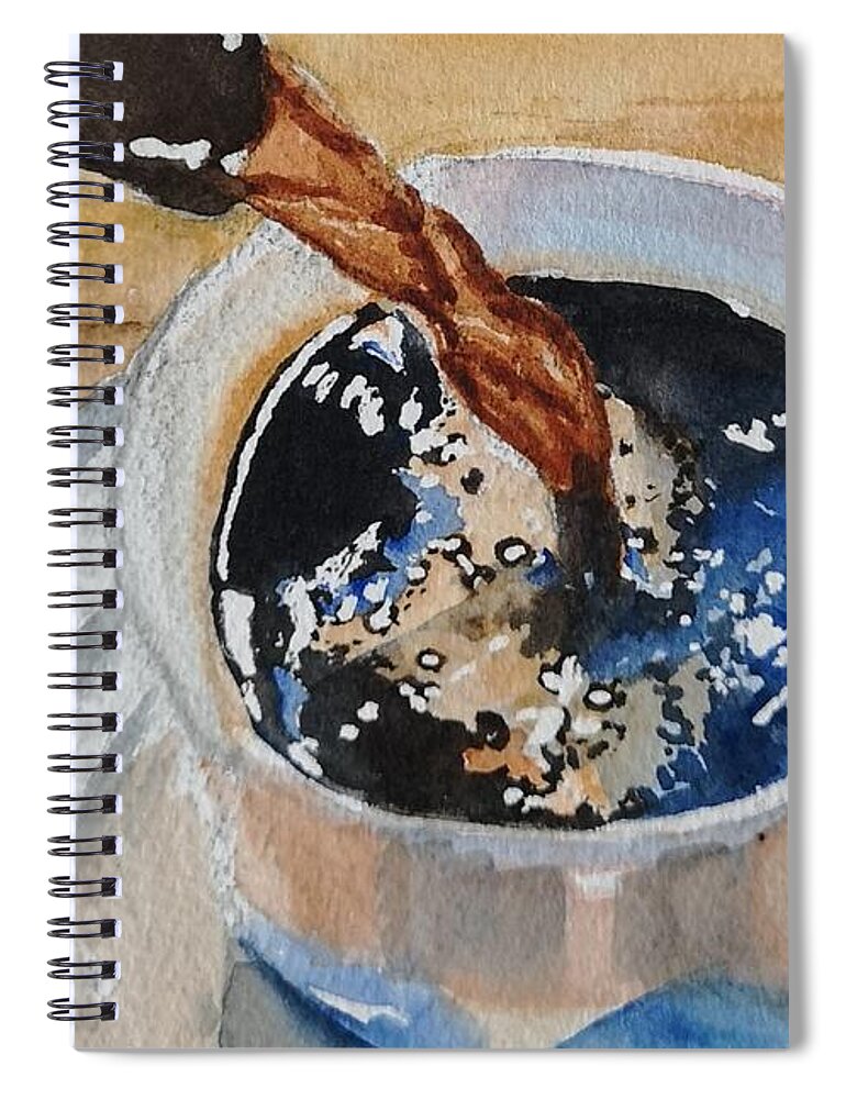 Coffee Spiral Notebook featuring the painting Refill Please by Sheila Romard