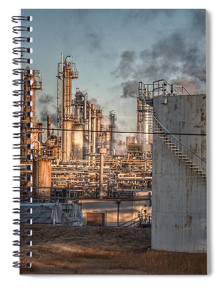 Refinery Spiral Notebook featuring the photograph Refinery in Morning Light by Buck Buchanan