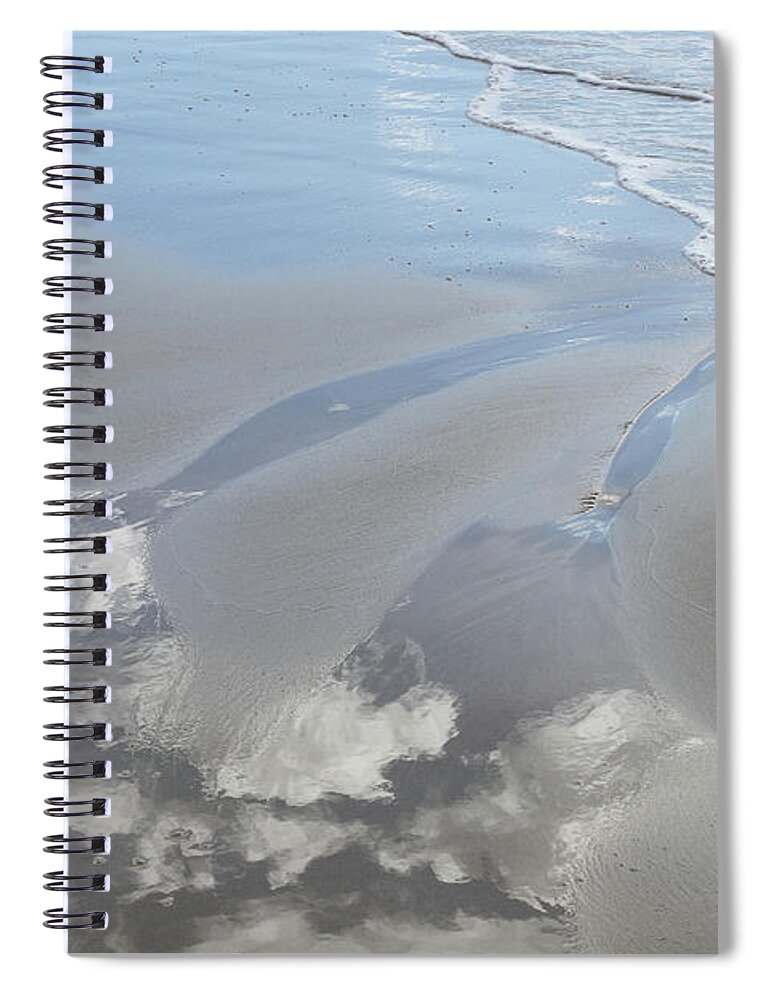 Sandy Beach Spiral Notebook featuring the photograph Reflection of the clouds in the wet sand by Adriana Mueller
