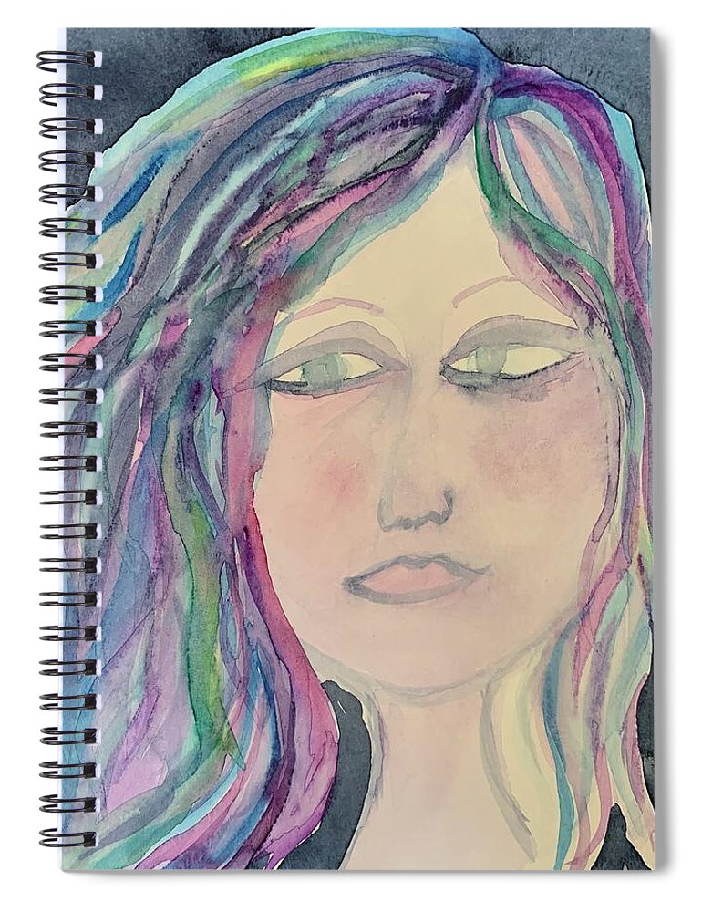 Heart Spiral Notebook featuring the painting Reflection by Sandy Rakowitz