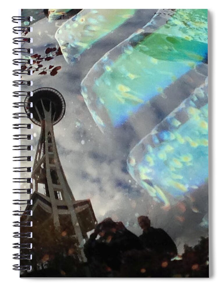 Black Spiral Notebook featuring the painting Reflections in Glass by Juliette Becker