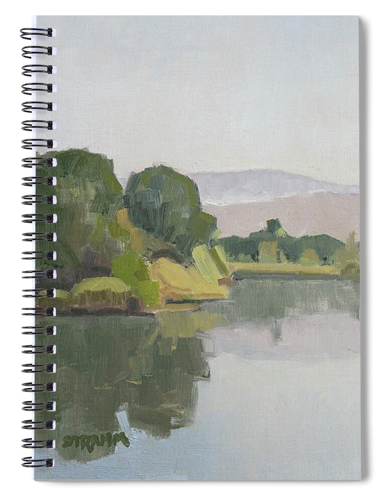 Hart Park Spiral Notebook featuring the painting Reflections in Hart Park - Bakersfield, California by Paul Strahm