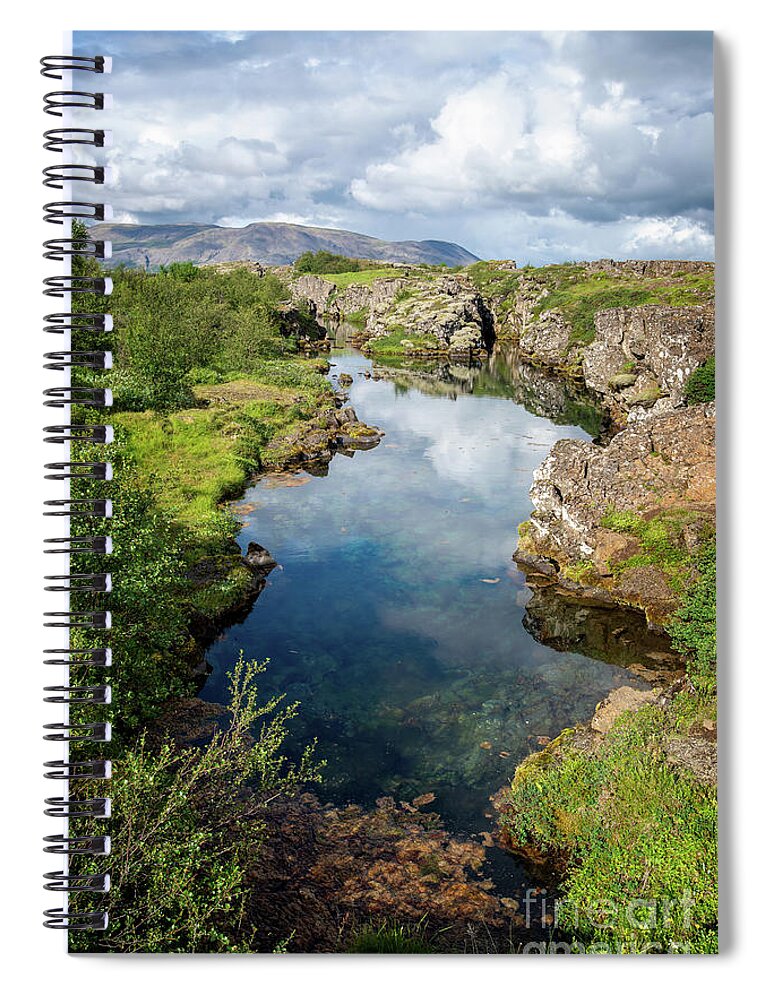 Iceland Spiral Notebook featuring the photograph Reflections in Thingvellir, Iceland by Delphimages Photo Creations