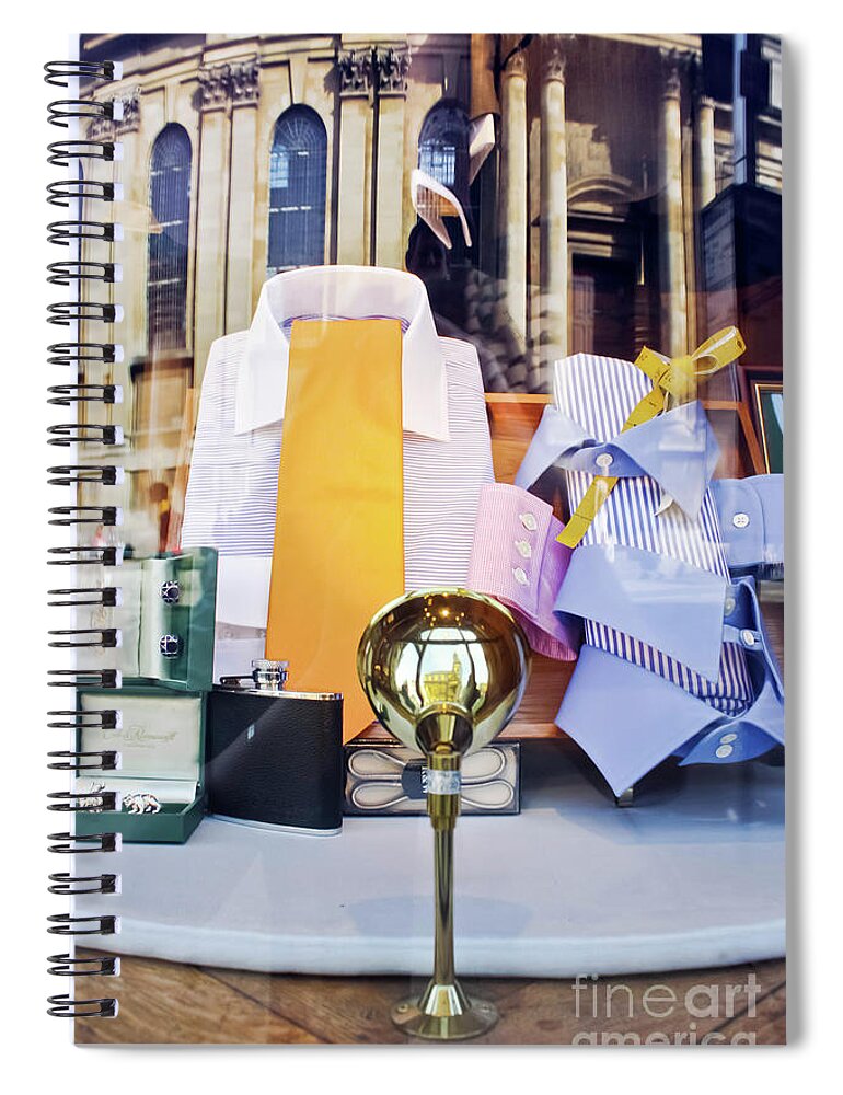 Oxford Spiral Notebook featuring the photograph Reflections of a Gentleman's Tailor by Terri Waters