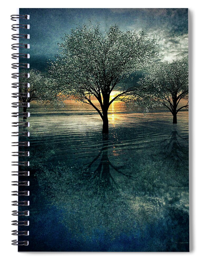 Clouds Spiral Notebook featuring the photograph Reflections of Color Midnight Lake by Debra and Dave Vanderlaan