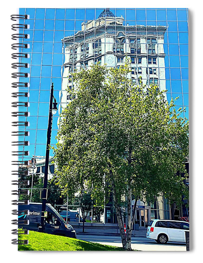 Grand Rapids Spiral Notebook featuring the photograph Reflections of Downtown by Lee Darnell