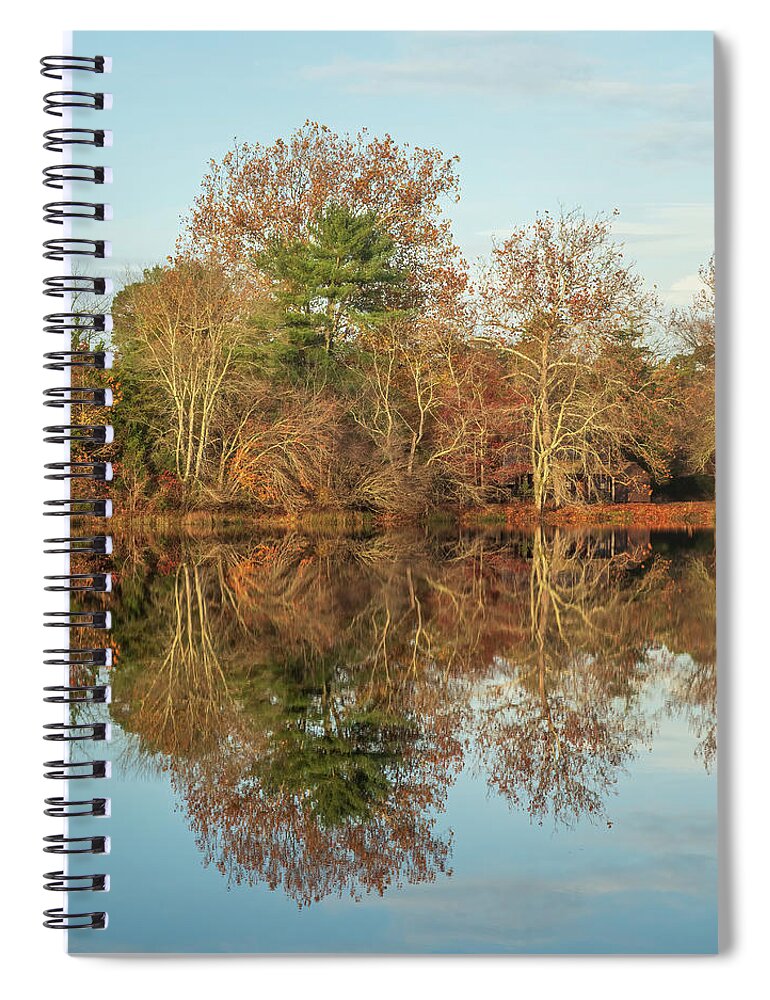Autumn Spiral Notebook featuring the photograph Reflections on Batsto Lake by Kristia Adams
