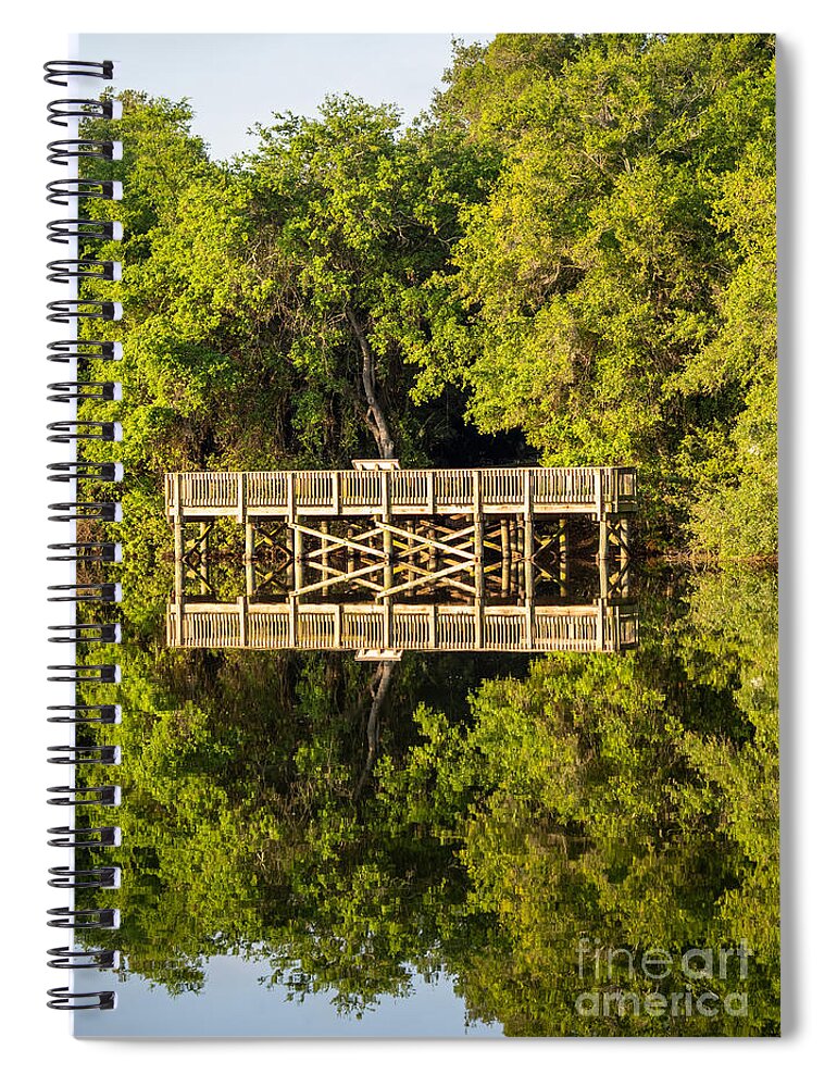 Pier Spiral Notebook featuring the photograph Reflections on Eagle Lake in the Morning by L Bosco