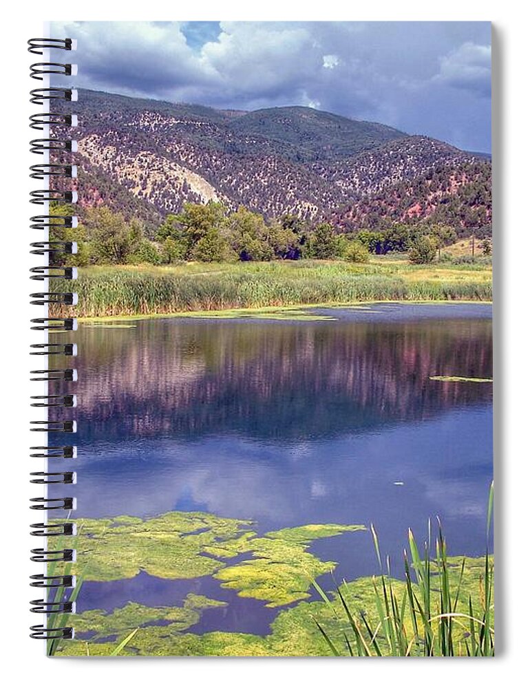 Rifle Falls State Park Spiral Notebook featuring the photograph Reflective Pond Above Rifle Falls by Anne Sands