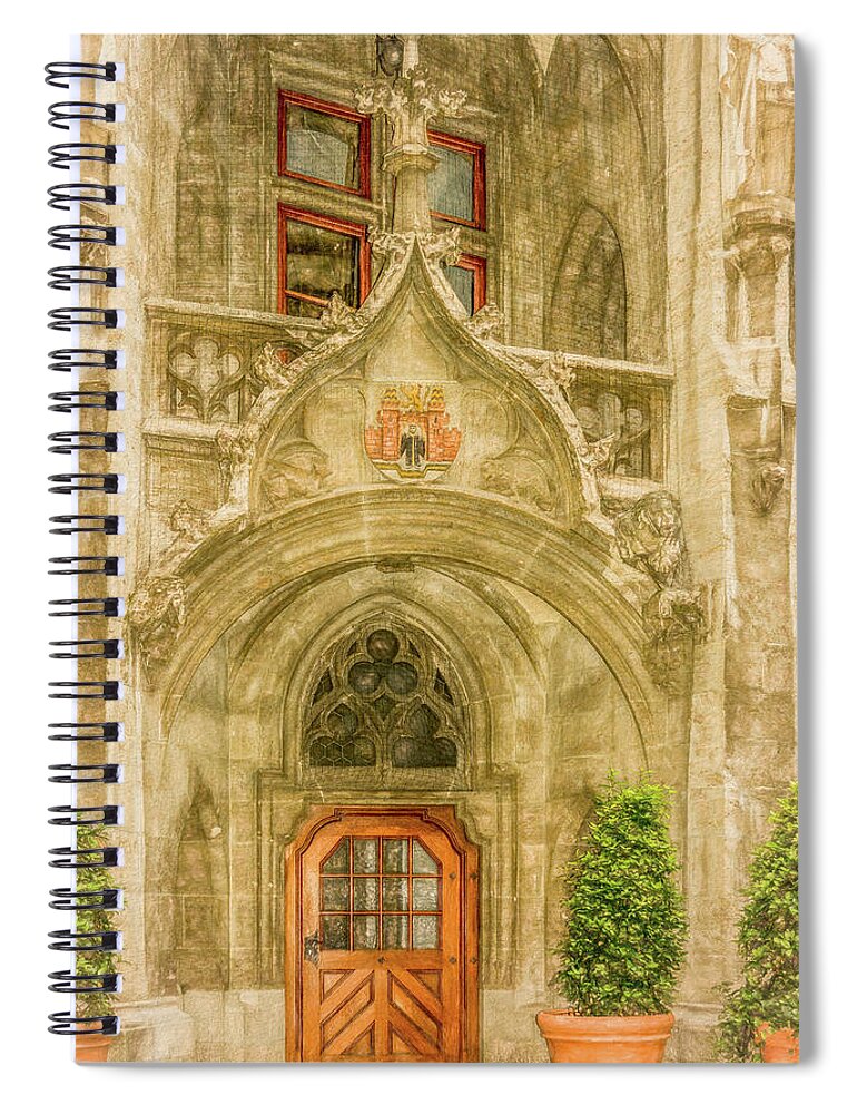 Germany Spiral Notebook featuring the photograph Regal Door, Old Town Munich by Marcy Wielfaert