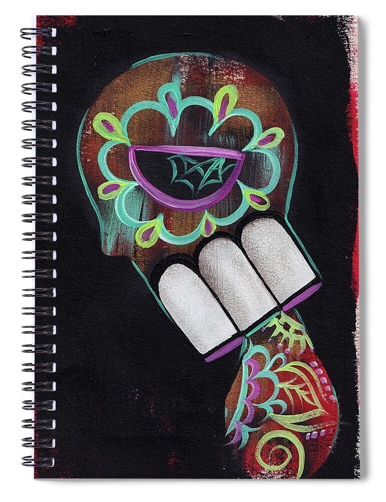 Dia De Los Muertos Spiral Notebook featuring the painting Regret by Abril Andrade