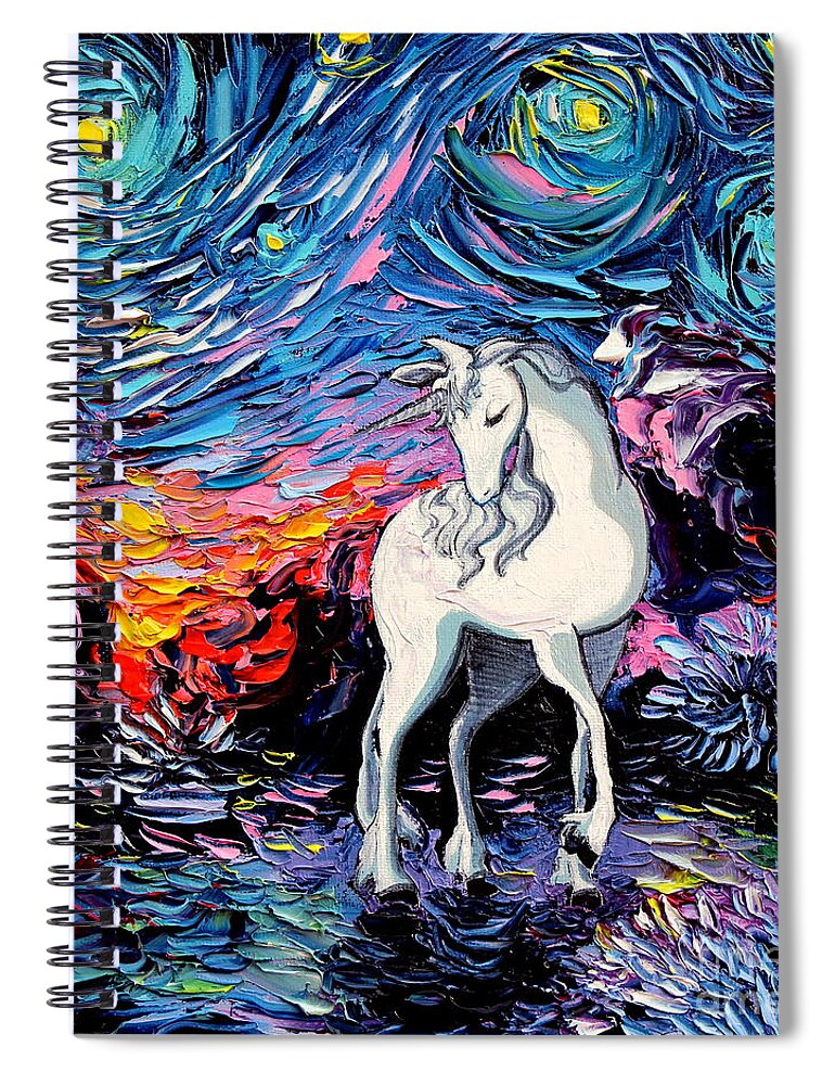 Last Unicorn Spiral Notebook featuring the painting Regret by Aja Trier