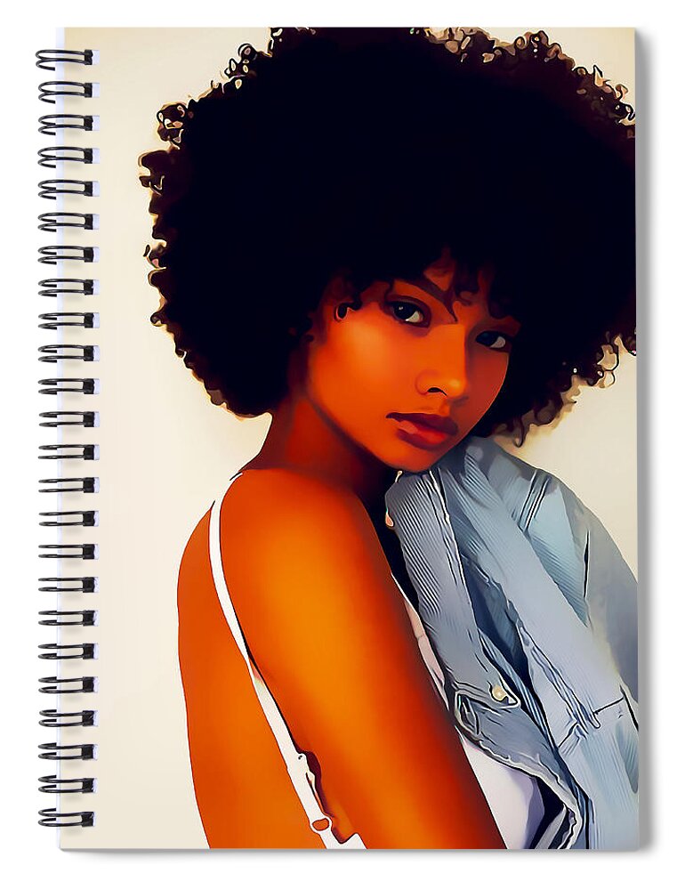 Model Spiral Notebook featuring the mixed media Rein Austin by Marvin Blaine
