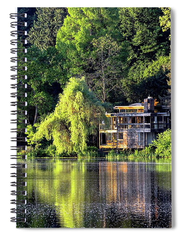 Alex Lyubar Spiral Notebook featuring the photograph Relaxing Scene on a Lake by Alex Lyubar