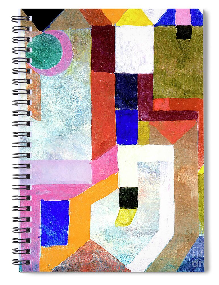 Wingsdomain Spiral Notebook featuring the painting Remastered Art Colorful Architecture by Paul Klee 20220120 square by - Paul Klee