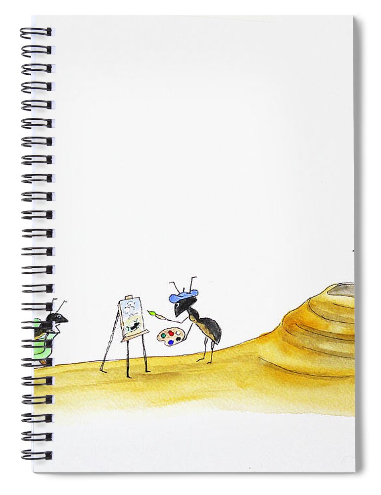 Ant Spiral Notebook featuring the painting RembrANdT by Shirley Dutchkowski