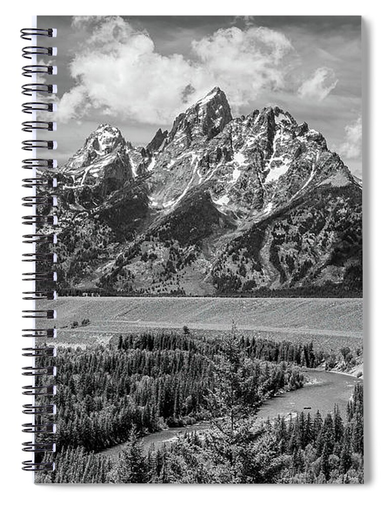 Grand Tetons National Park Spiral Notebook featuring the photograph Remembering Ansel Adams, Black and White by Marcy Wielfaert