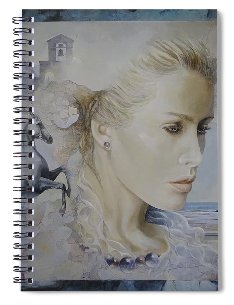 Figures. Love Acrylic Spiral Notebook featuring the painting Remembrance by Sinisa Saratlic
