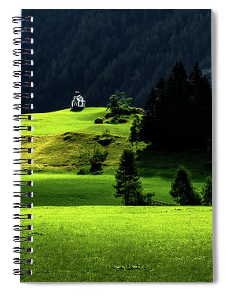 Abandoned Spiral Notebook featuring the photograph Remote Chapel In Rural Landscape At Mountain Grossvenediger In Tirol In Austria by Andreas Berthold